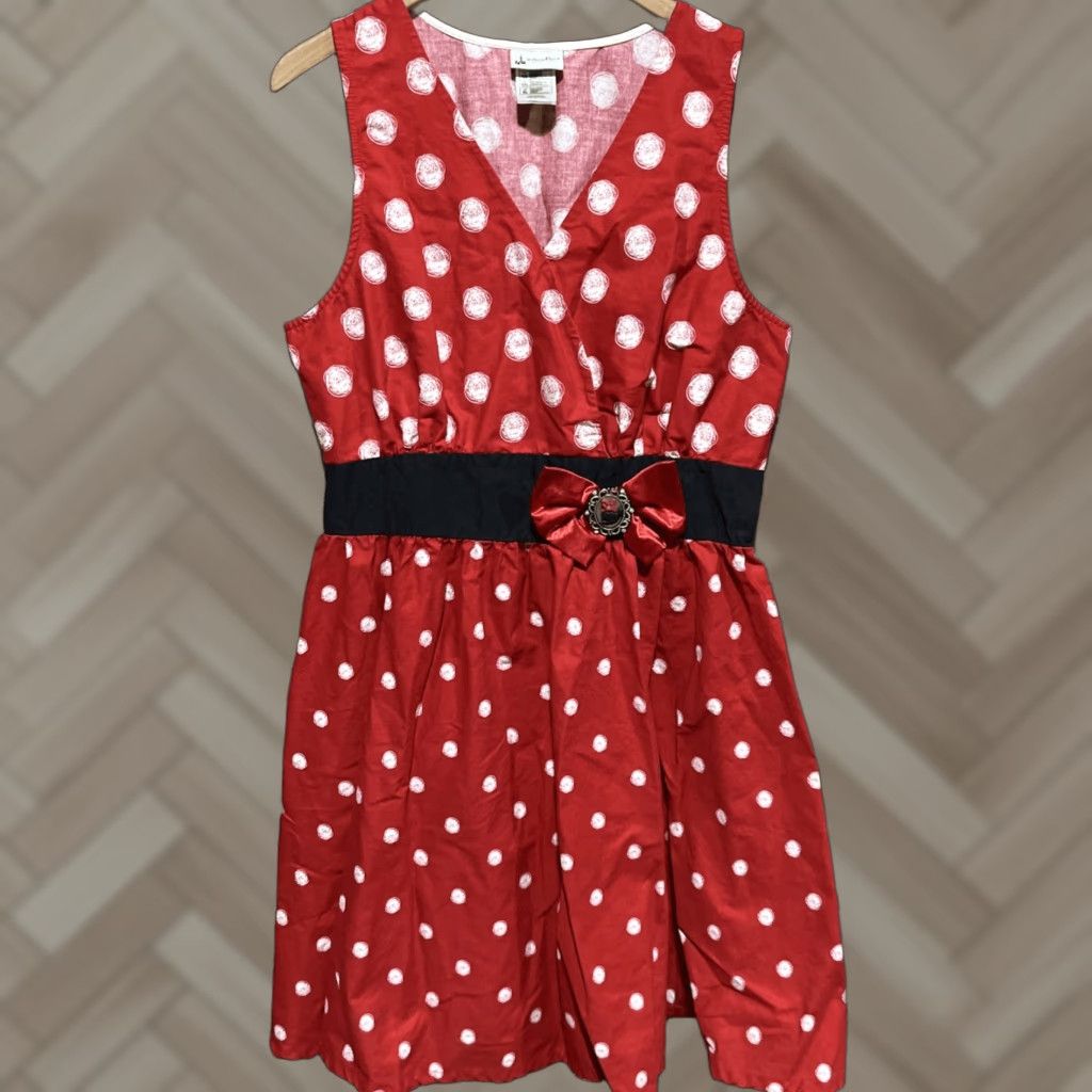 Disney Disney Parks Minnie Mouse Bow Poka Dot V Neck Dress Womens XL Red Size XL / US 12-14 / IT 48-50 - 1 Thumbnail