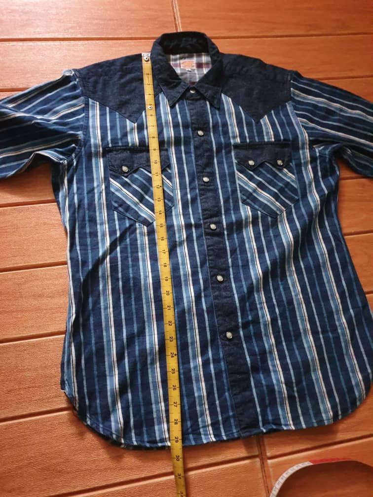 Sugar Cane 💥Sugarcane checkered blue selvedge retro western shirt Size US L / EU 52-54 / 3 - 11 Thumbnail