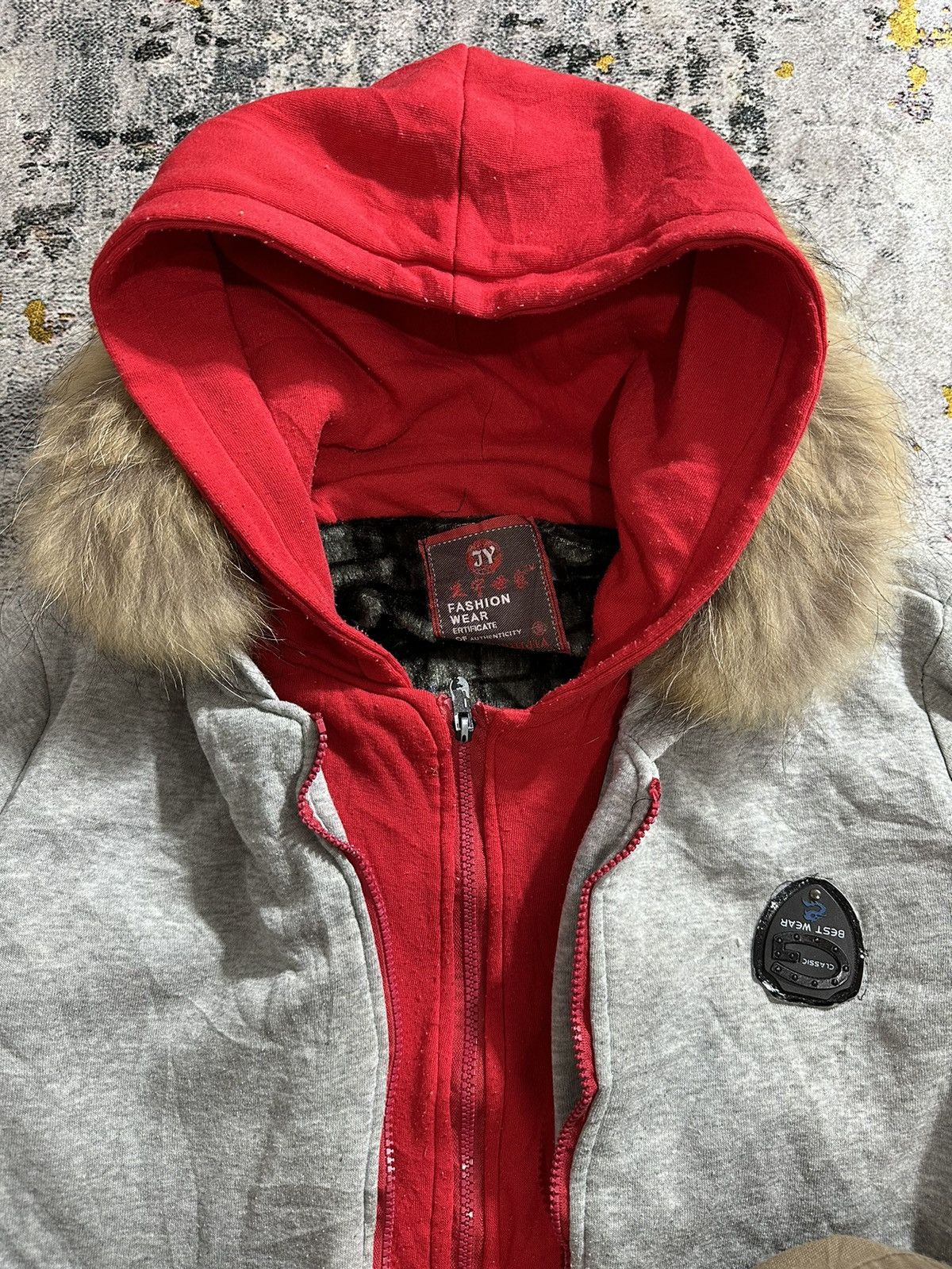 lgb パーカー　if six was nine hyde IF SIX WAS NINE LGB STYLE DOUBLE LAYER FUR ZIP UP HOODIE