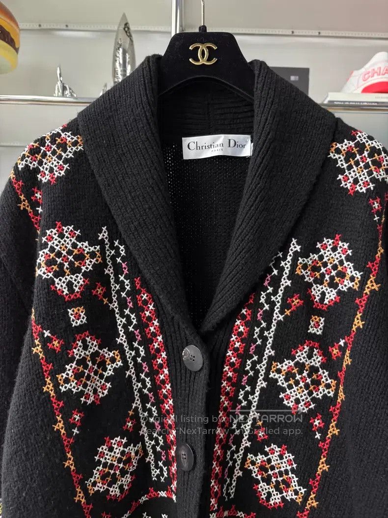 Dior Dior Black lapel jacquad single-breasted knitted jacket Size XS / US 0-2 / IT 36-38 - 2 Thumbnail