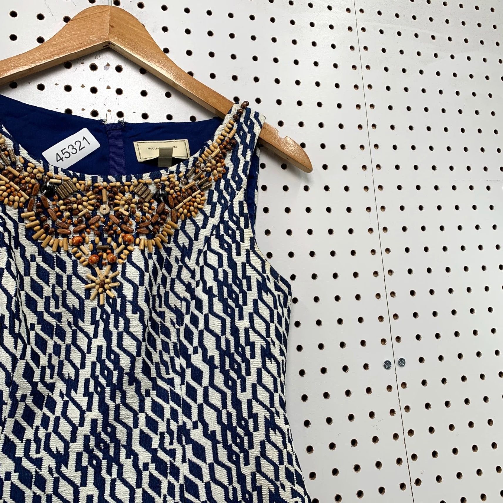 Anthropologie Anthropologie Moulinette Soeurs Beaded Embellished Dress Geometric Sleeveless V-Neck Zip Knee Length 0P Multicolor Womens Sheath Lined Size XS / US 0-2 / IT 36-38 - 5 Thumbnail