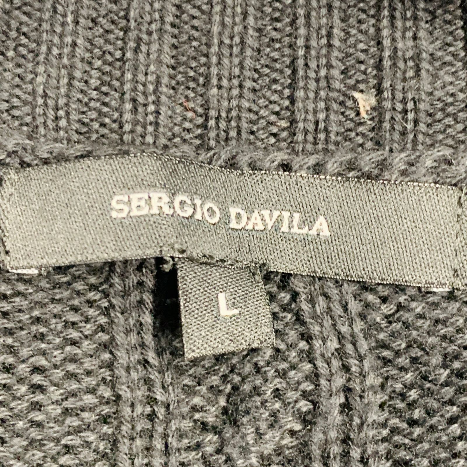 Other SERGIO DAVILA Size L Black Cable Knit Cotton V-Neck Cardigan Size US L / EU 52-54 / 3 - 6 Thumbnail