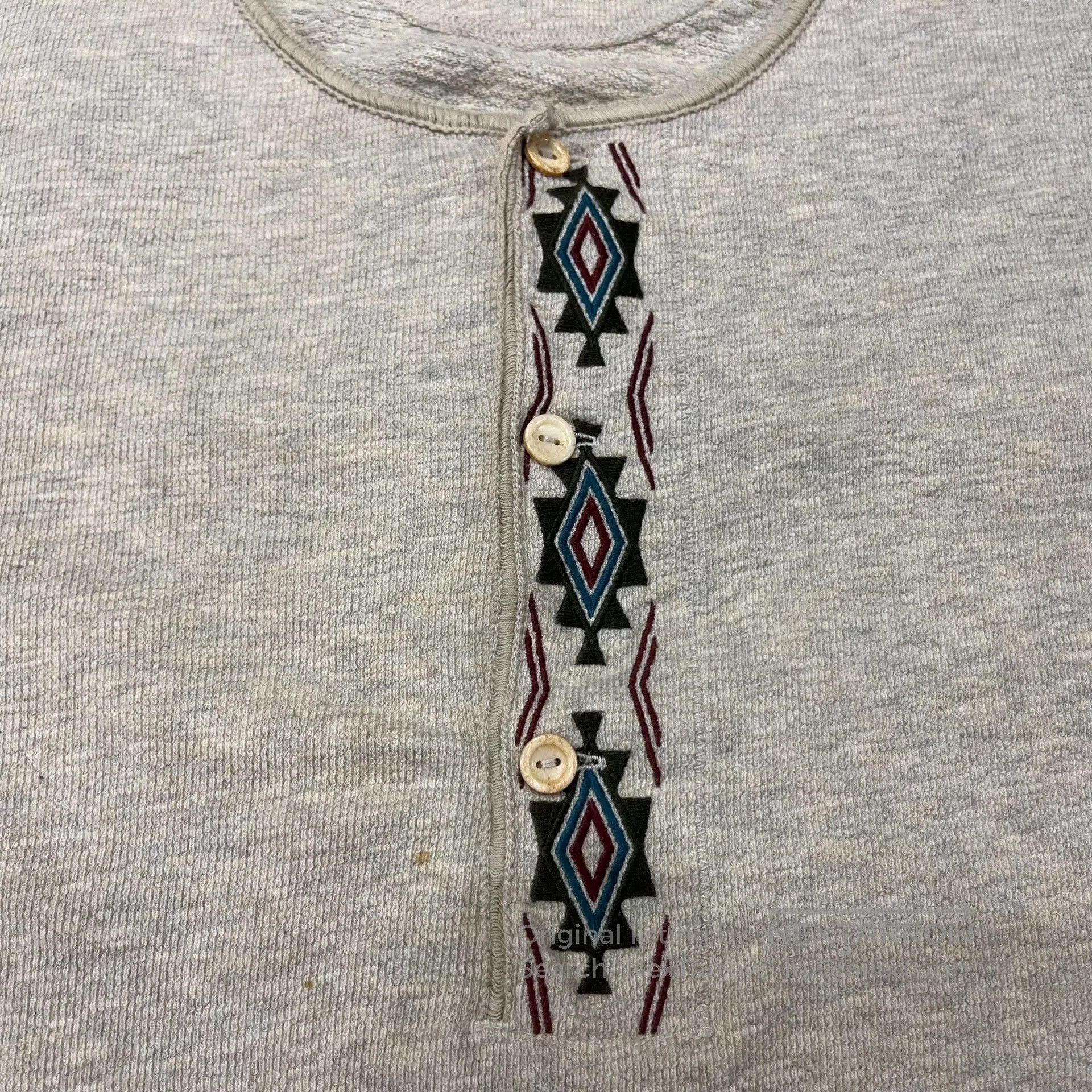 RRL Ralph Lauren RRL Vintage Indian Embroidery Henley Shirt. Size US M / EU 48-50 / 2 - 5 Thumbnail