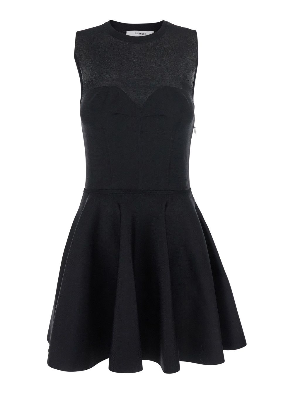 Givenchy Black Crew Neck Dress with Flared Skirt in Fabric Woman Size M / US 6-8 / IT 42-44 - 1 Thumbnail