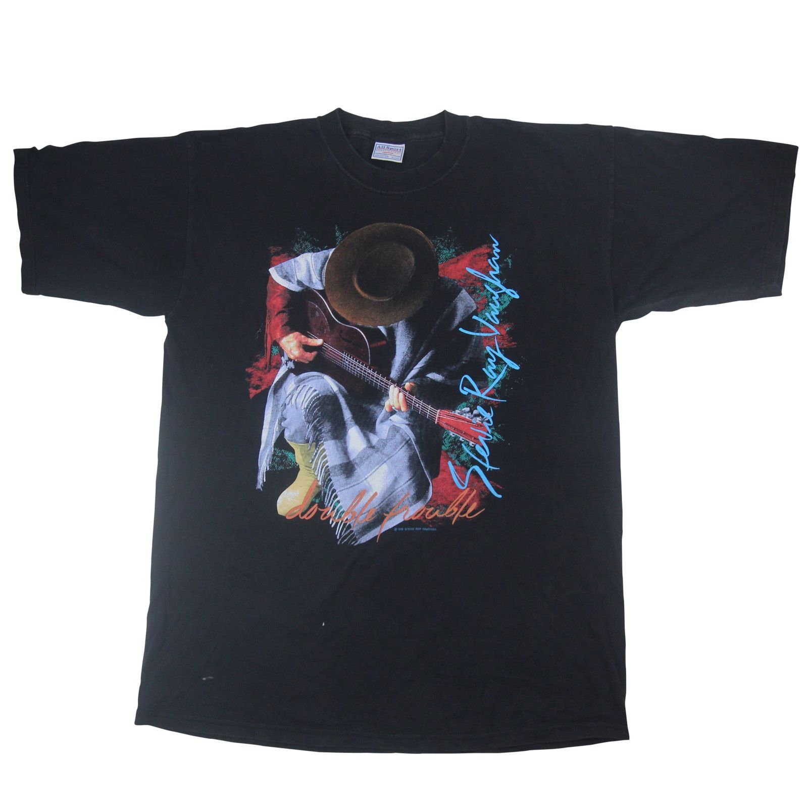 image of Band Tees x Vintage 1989 Stevie Ray Vaughan Double Trouble Band T Shirt in Black, Men's (Size XL)