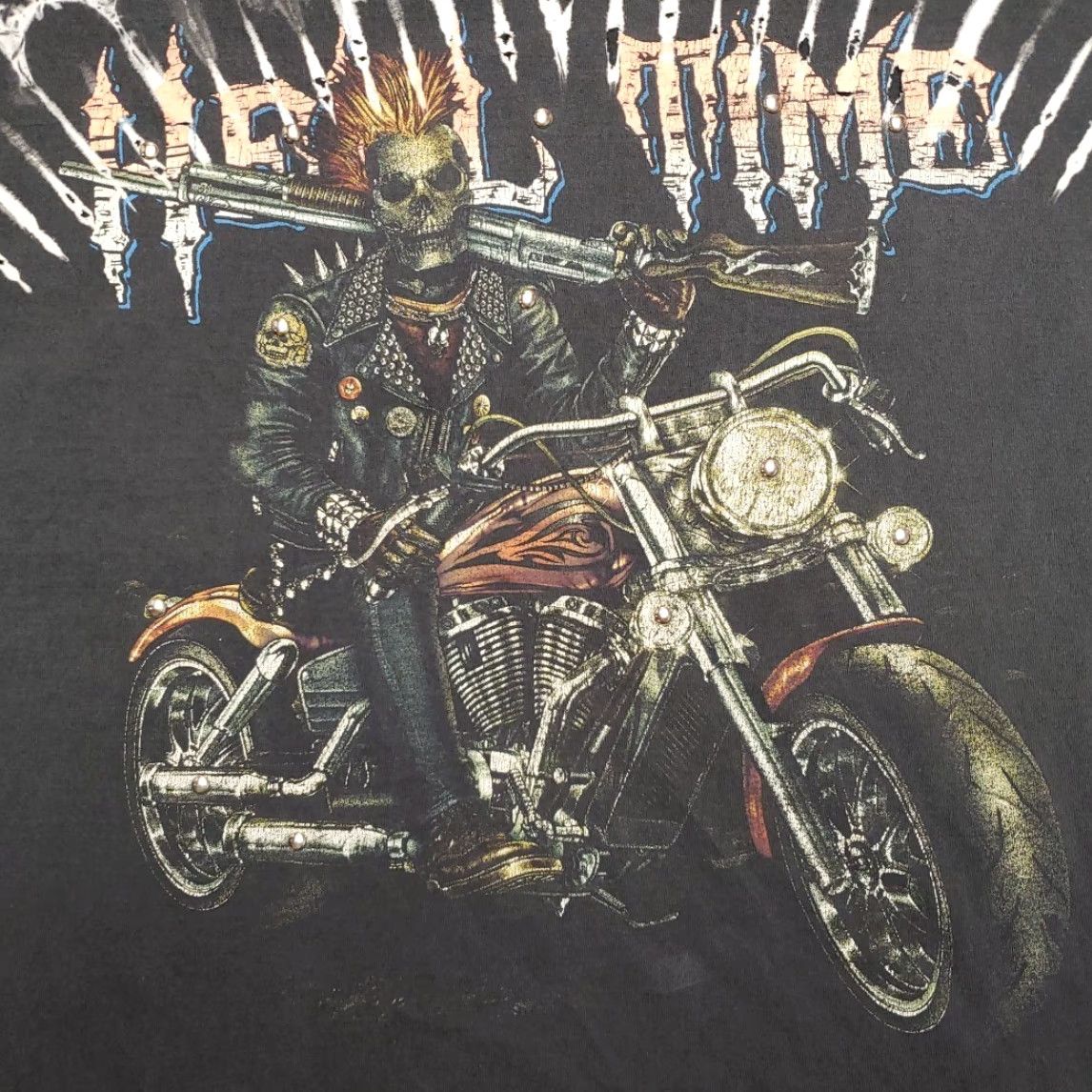 Vintage VINTAGE Skull ShirtZ Shirt Mens XXXL Black Hell Time Studded Zombie Motorcycle Biker AOP Shirt T-Shirt Crew Neck Short Sleeve Cotton Mens Size US XXL / EU 58 / 5 - 3 Thumbnail