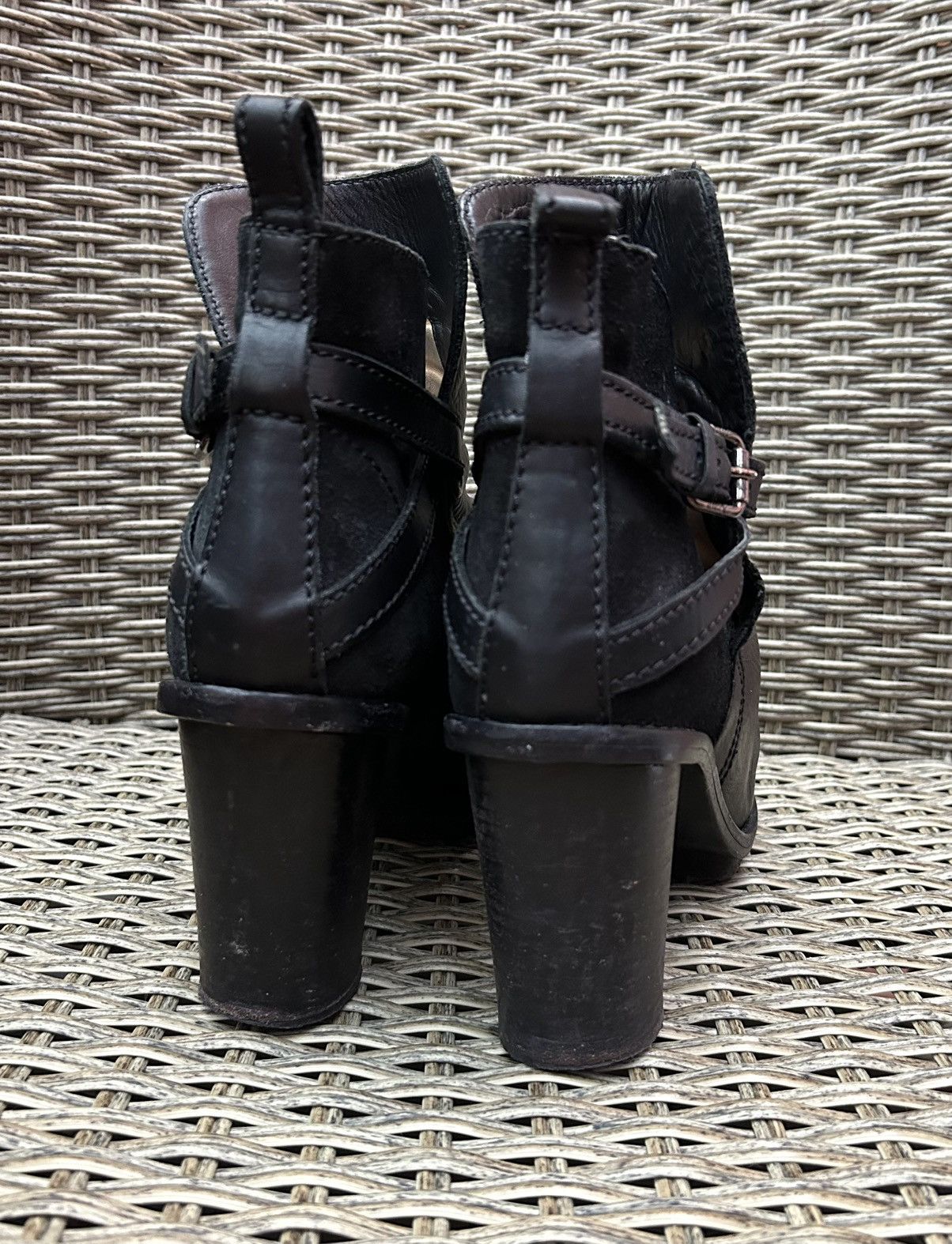 Acne Studios Vintage Acne Black Leather Suede Ankle Boots Block Heel Size US 10 / IT 40 - 5 Thumbnail