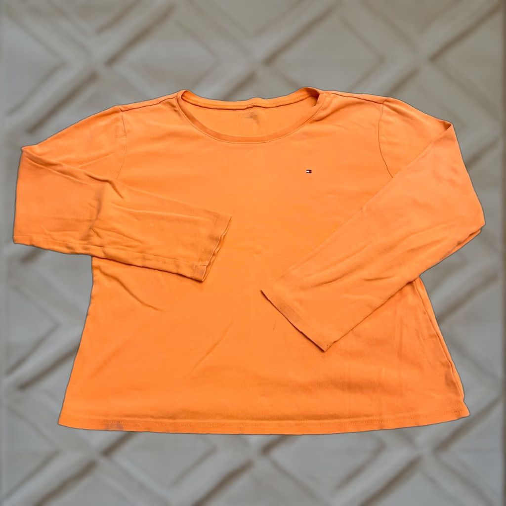 Tommy Hilfiger Tommy Hilfiger Basic T-Shirt Womens L Orange Round Neck Long Sleeve Casual Size L / US 10 / IT 46 - 1 Thumbnail