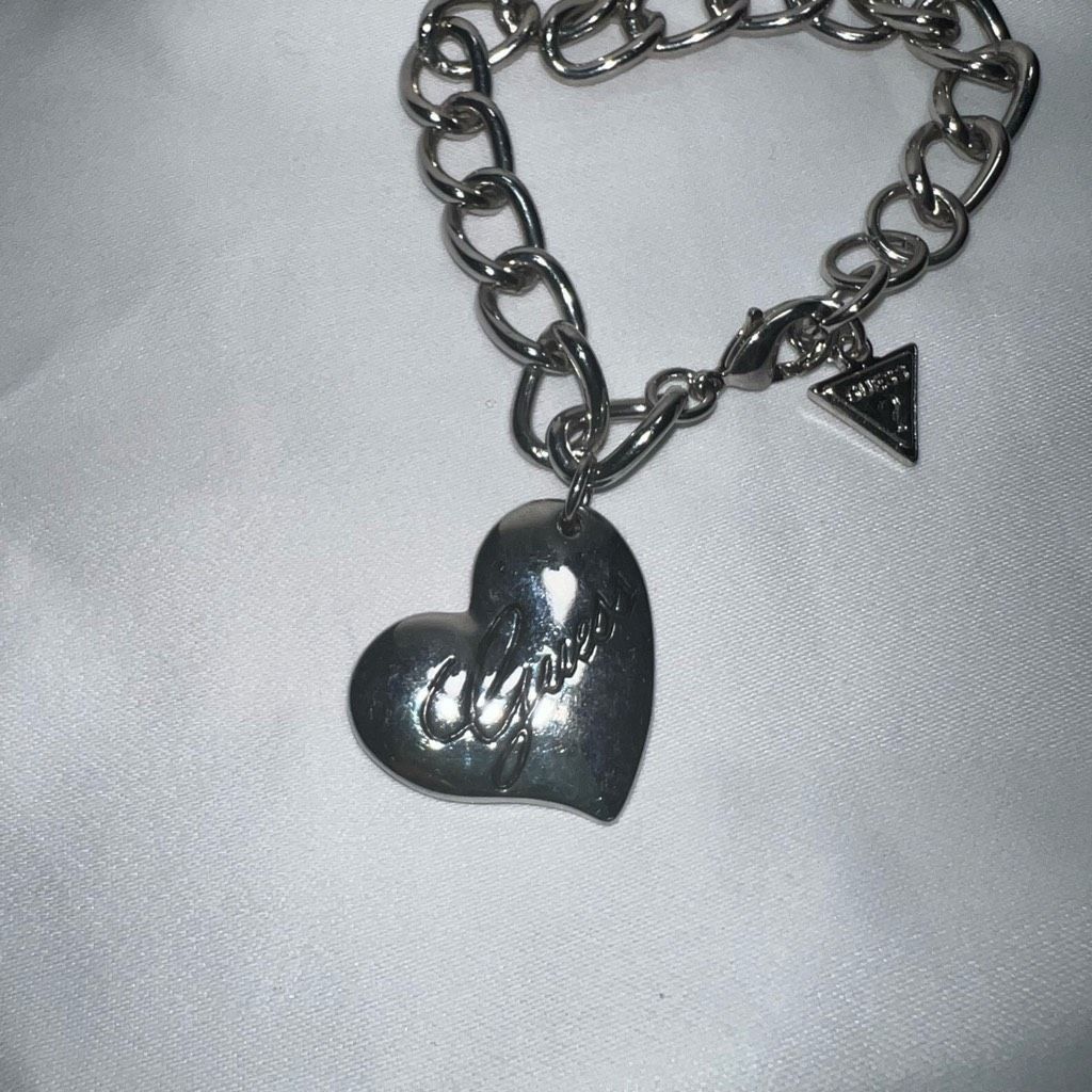 Guess Guess Silver Tone and Black Crystal Heart Size ONE SIZE - 2 Thumbnail
