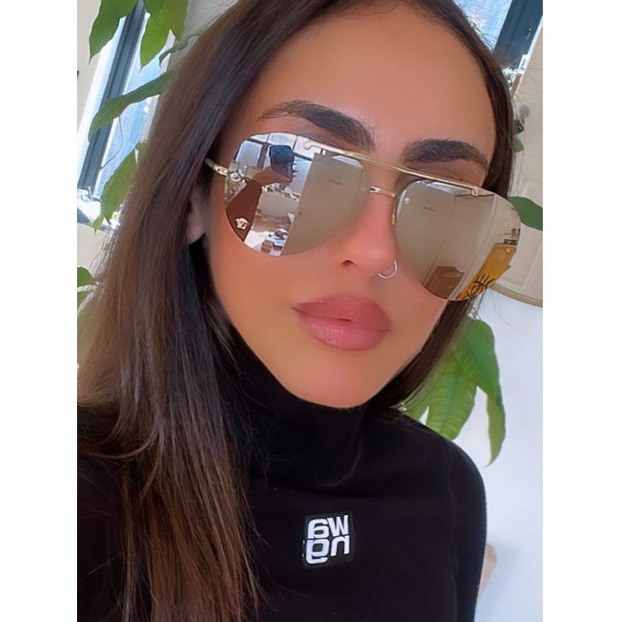 image of New Versace Ve2231 Silver Mirror Medusa Aviator Sunglasses, Men's