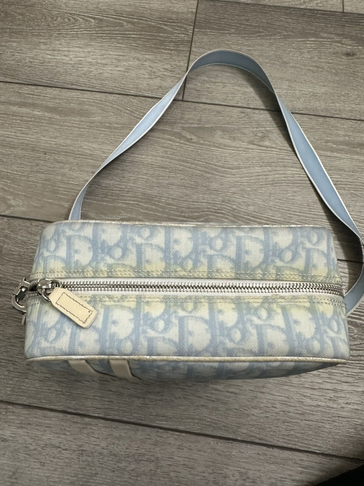 Christian Dior Monogram Blue Shoulder Bag Vintage