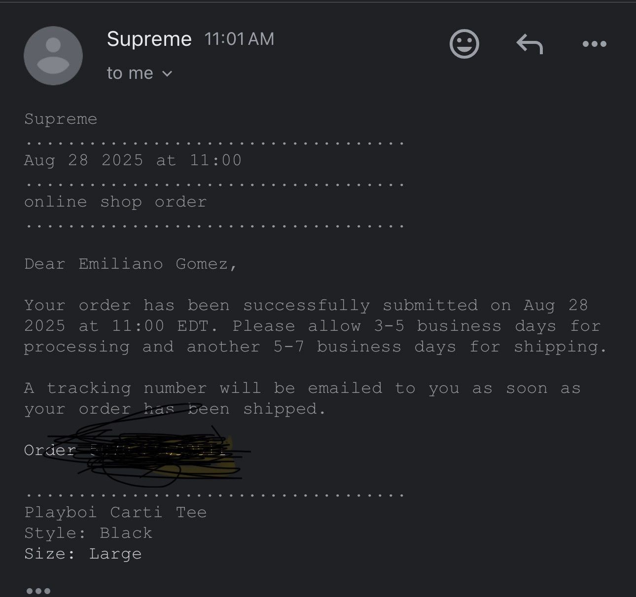 Supreme Supreme playboy carti tee black confirmed order✅ Size US L / EU 52-54 / 3 - 3 Thumbnail