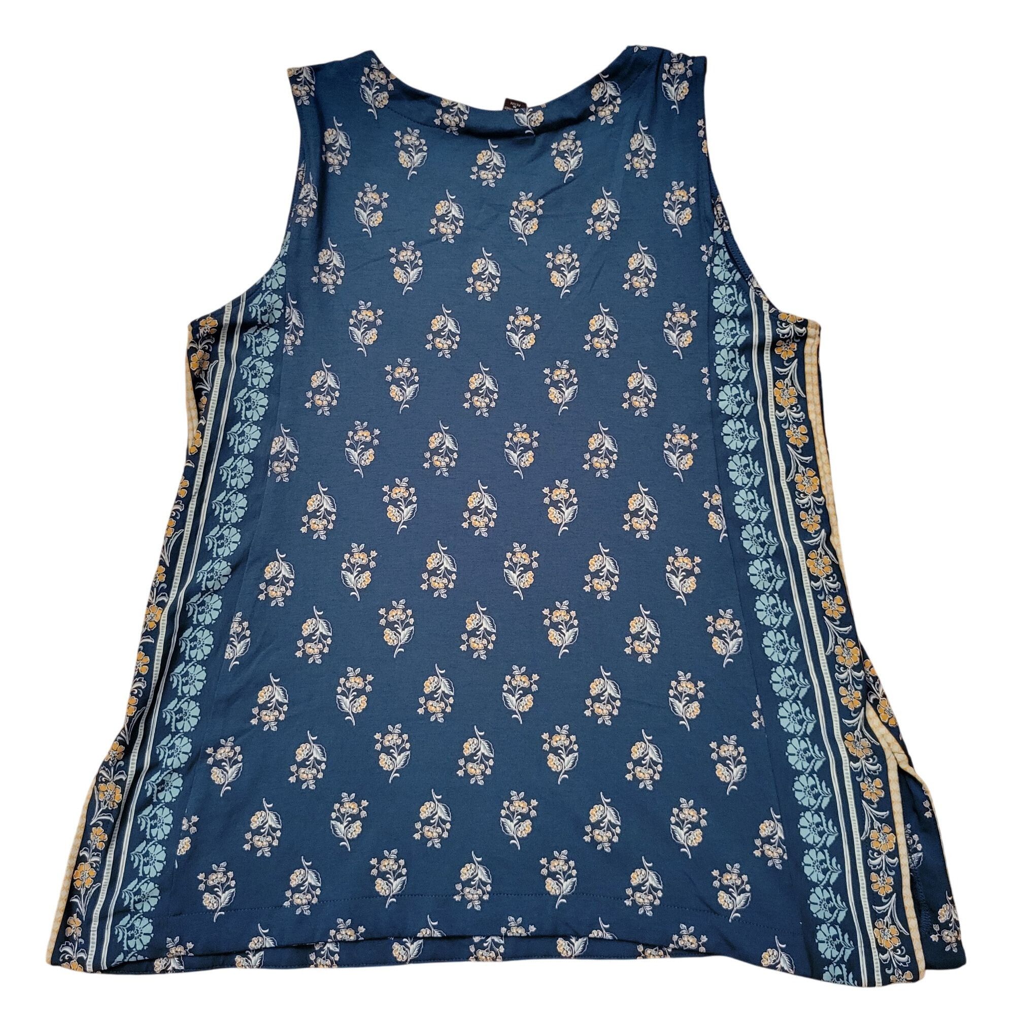 J. Jill J Jill Wearever Layering Tank Blue Yellow Floral Sleeveless Size M / US 6-8 / IT 42-44 - 5 Thumbnail