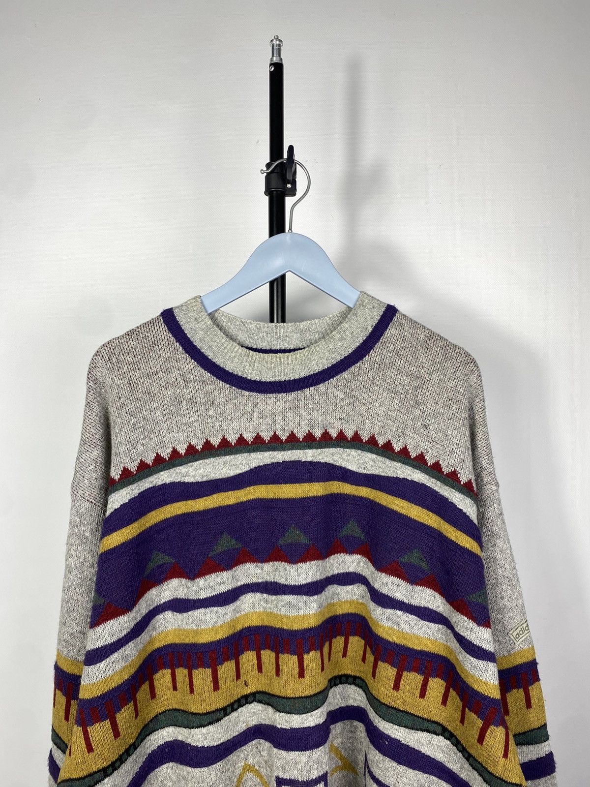 Adidas × Vintage Adidas vintage patterned knitted sweater 90s jumper Size US L / EU 52-54 / 3 - 2 Thumbnail
