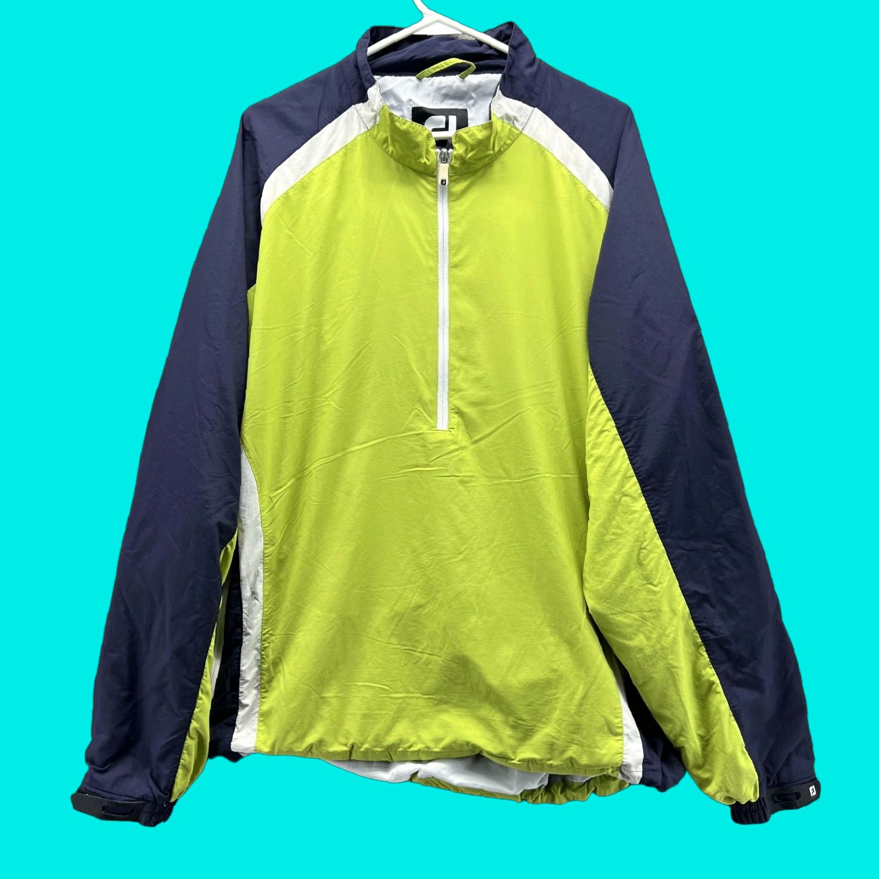 Footjoy VINTAGE FootJoy Jacket Men XL Blue Green 1/2 Zip Windbreaker Nylon Polyester Golf Regular Insulation Logo Size US XL / EU 56 / 4 - 1 Thumbnail