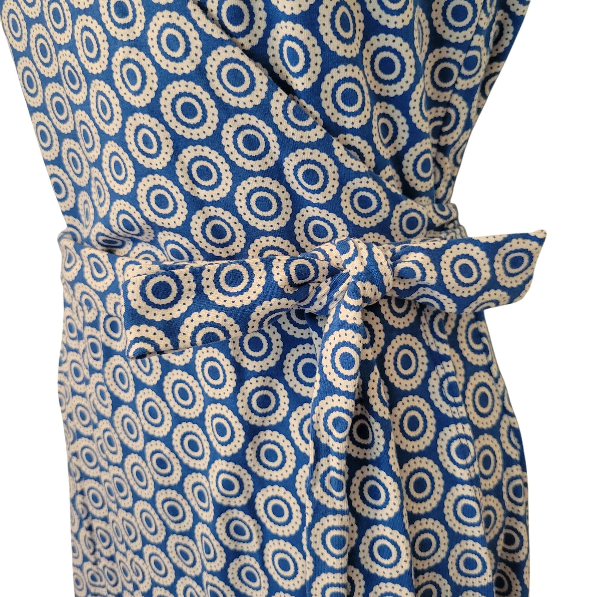 Boden Boden ANTONIA Blue White Geometric Print Wrap Dress Short Sl Size M / US 6-8 / IT 42-44 - 2 Thumbnail