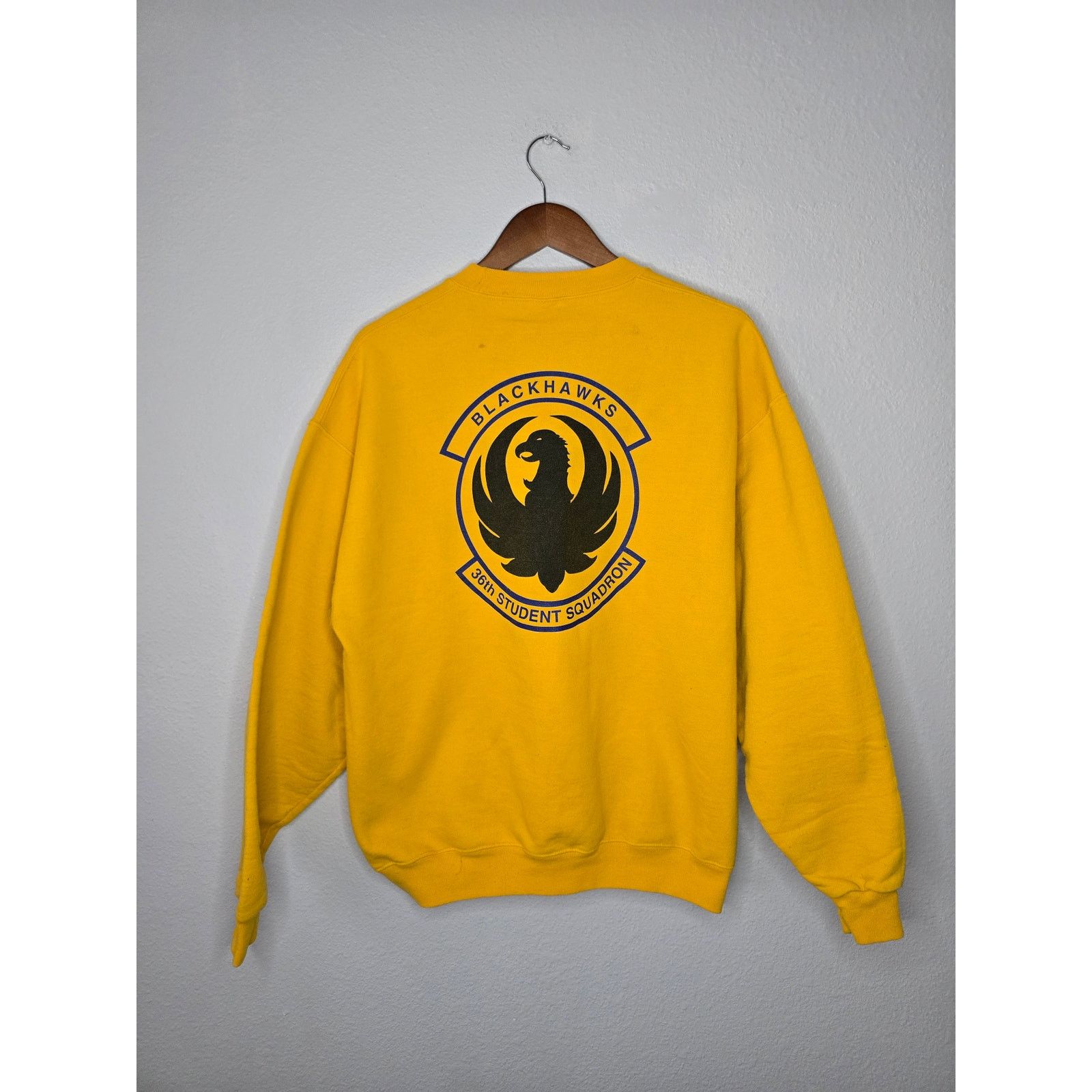 Jerzees Vintage Airforce Sweater Blackhawk Student Squadron Crewneck Size US L / EU 52-54 / 3 - 1 Thumbnail