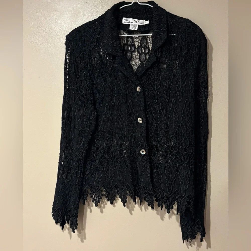 Vintage witchy whimsigoth lace button up cardigan blazer open knit Size XL / US 12-14 / IT 48-50 - 1 Thumbnail