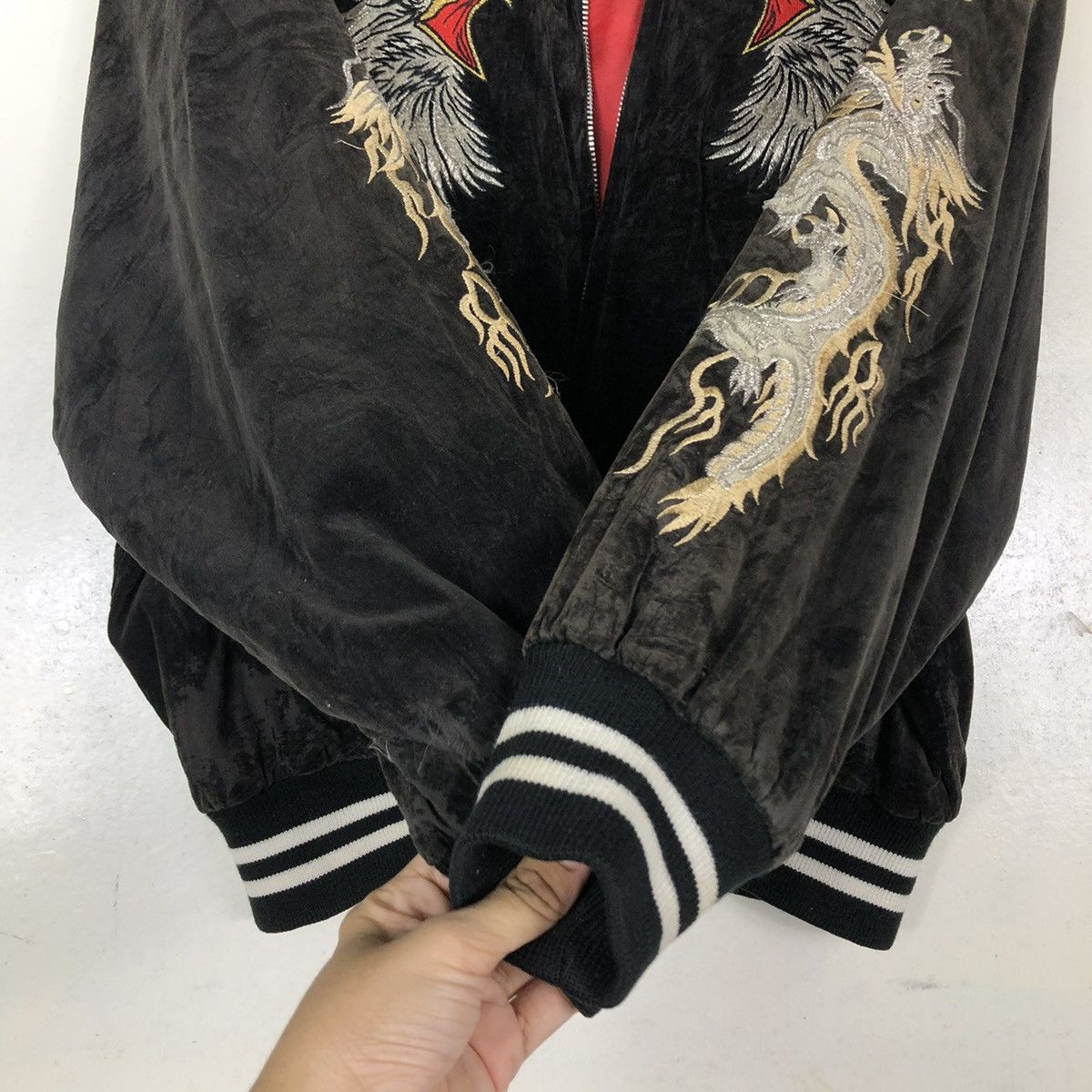 Toyo Enterprises 🔥VINTAGE VELVET SOUVENIR JACKET OVER PRINT JAPAN YOKOSUKA Size US M / EU 48-50 / 2 - 15 Thumbnail
