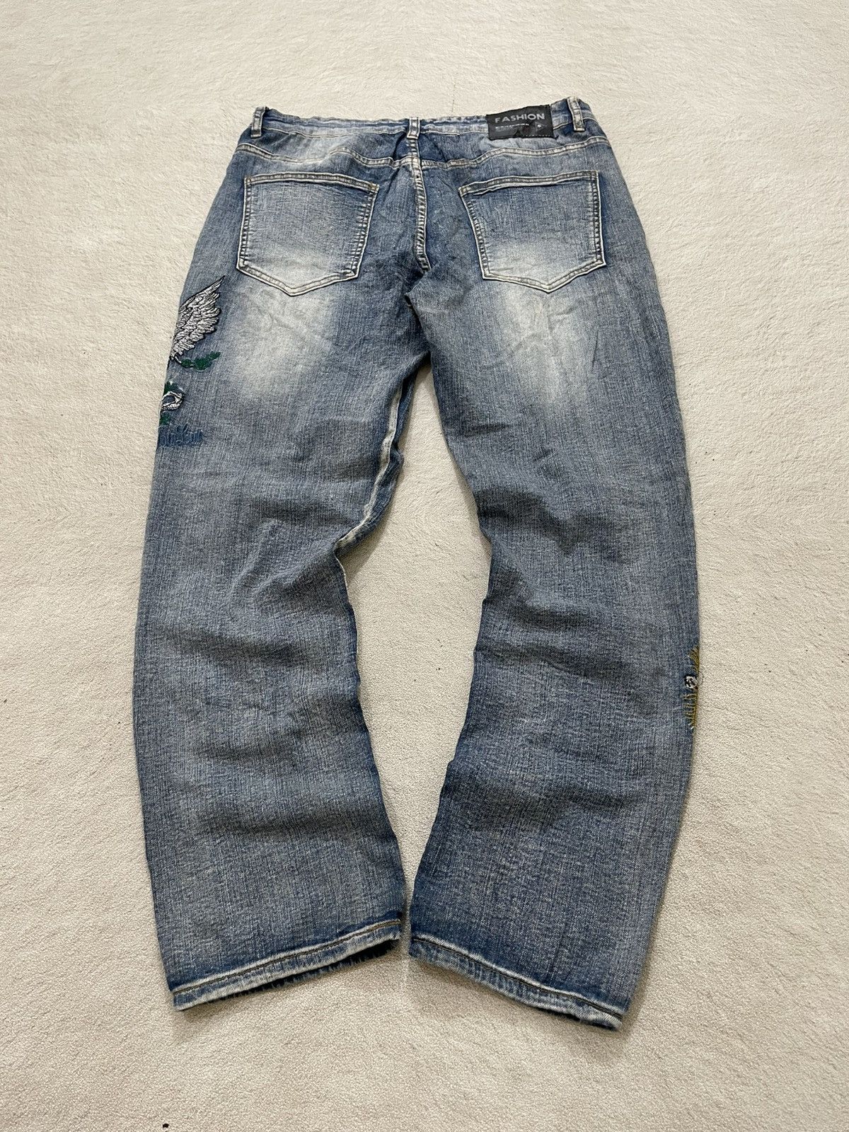 Japanese Brand 2000s Japanese Sukajan Inspired Embroidery Denim Tiger Eagle Size US 34 / EU 50 - 7 Thumbnail