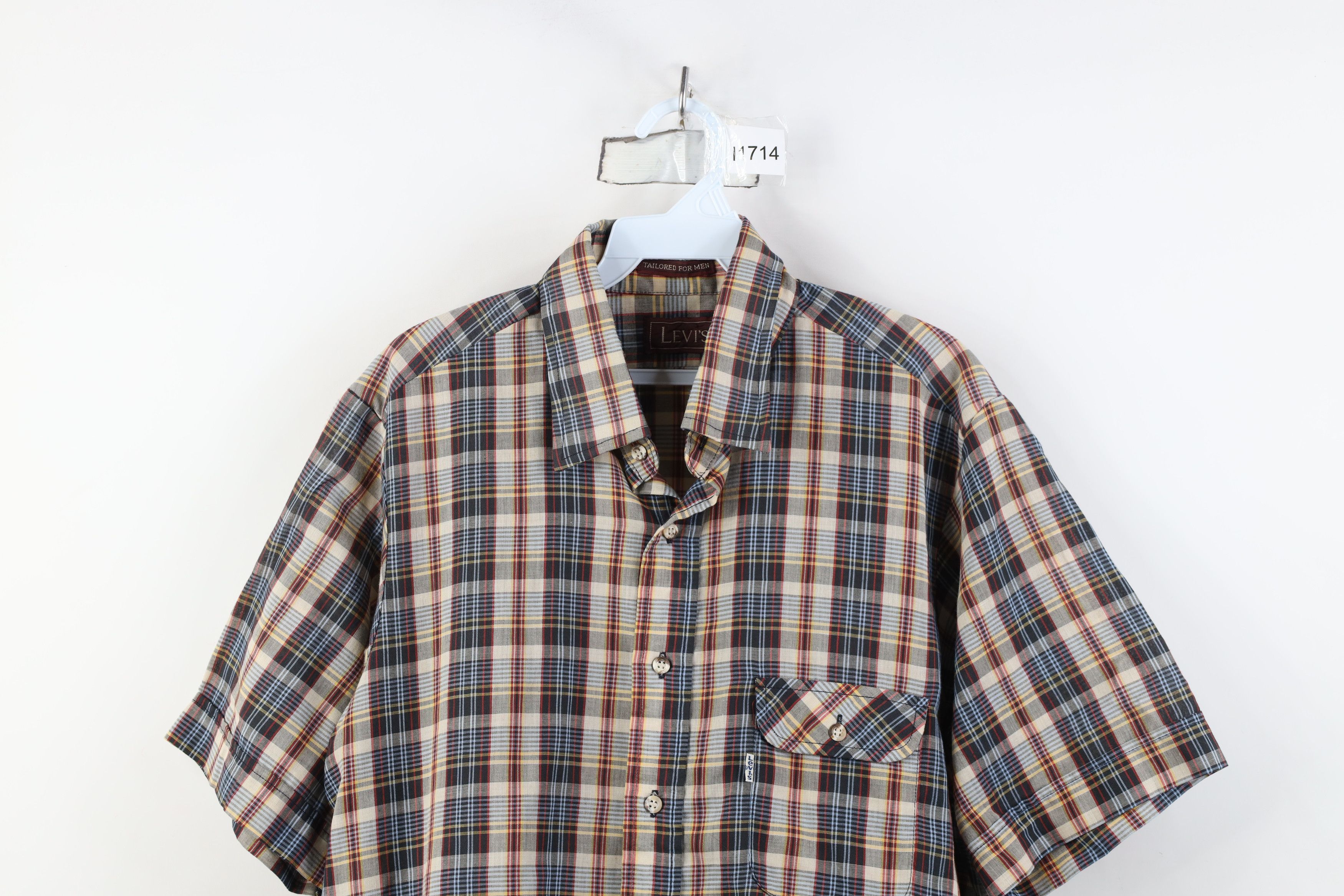 Levi's Vintage 70s 80s Levis Thin Rainbow Button Shirt Plaid Size US L / EU 52-54 / 3 - 2 Thumbnail