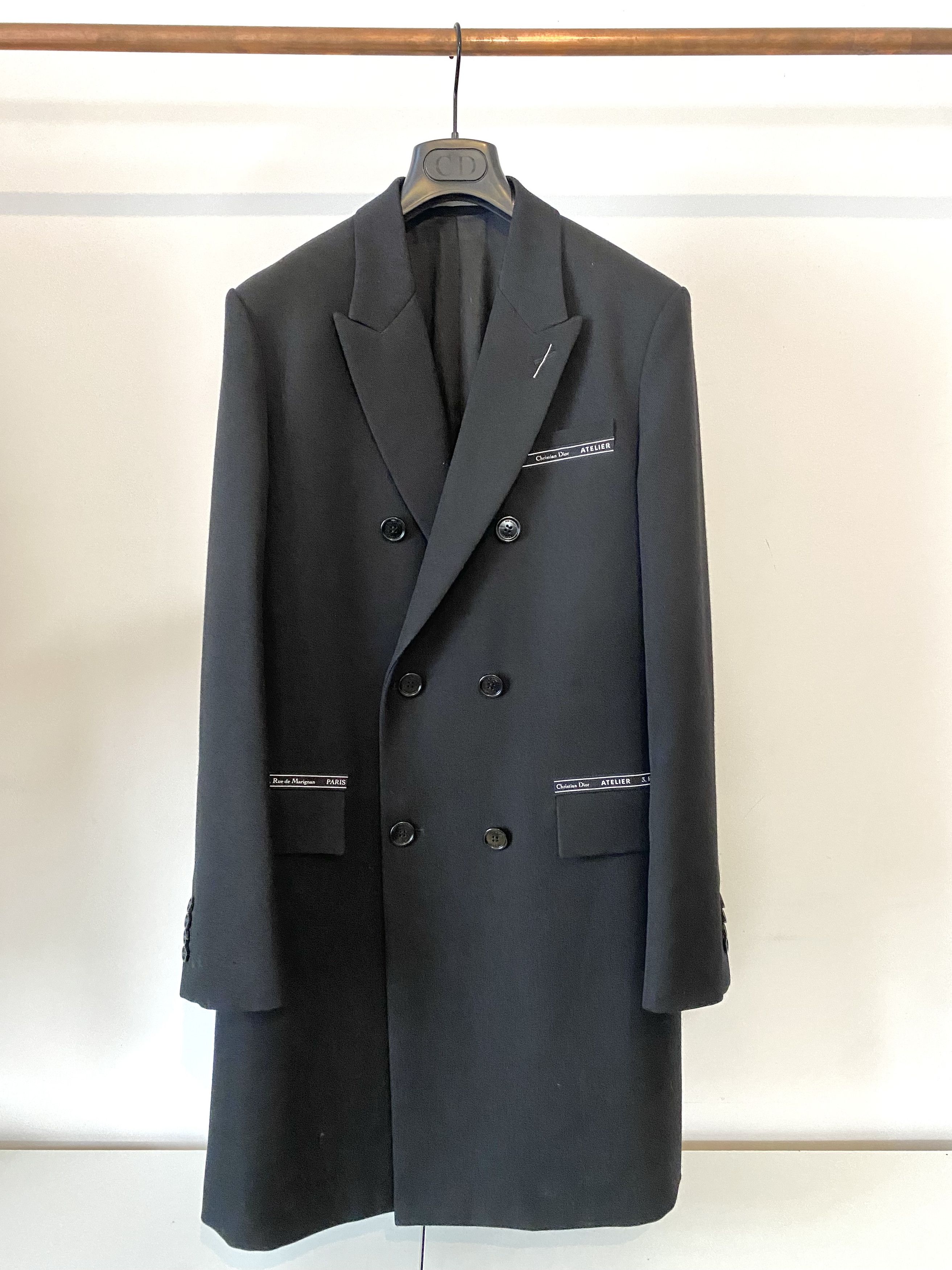 image of Aw 18 Dior Mens ‘Atelier’ Overcoat in Black (Size Medium)