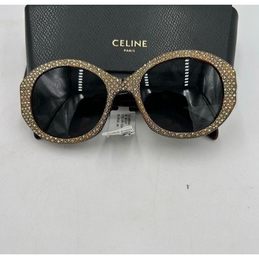 Celine Women's Celine Havana brown crystal sunglasses made in Italy Size ONE SIZE - 3 Thumbnail