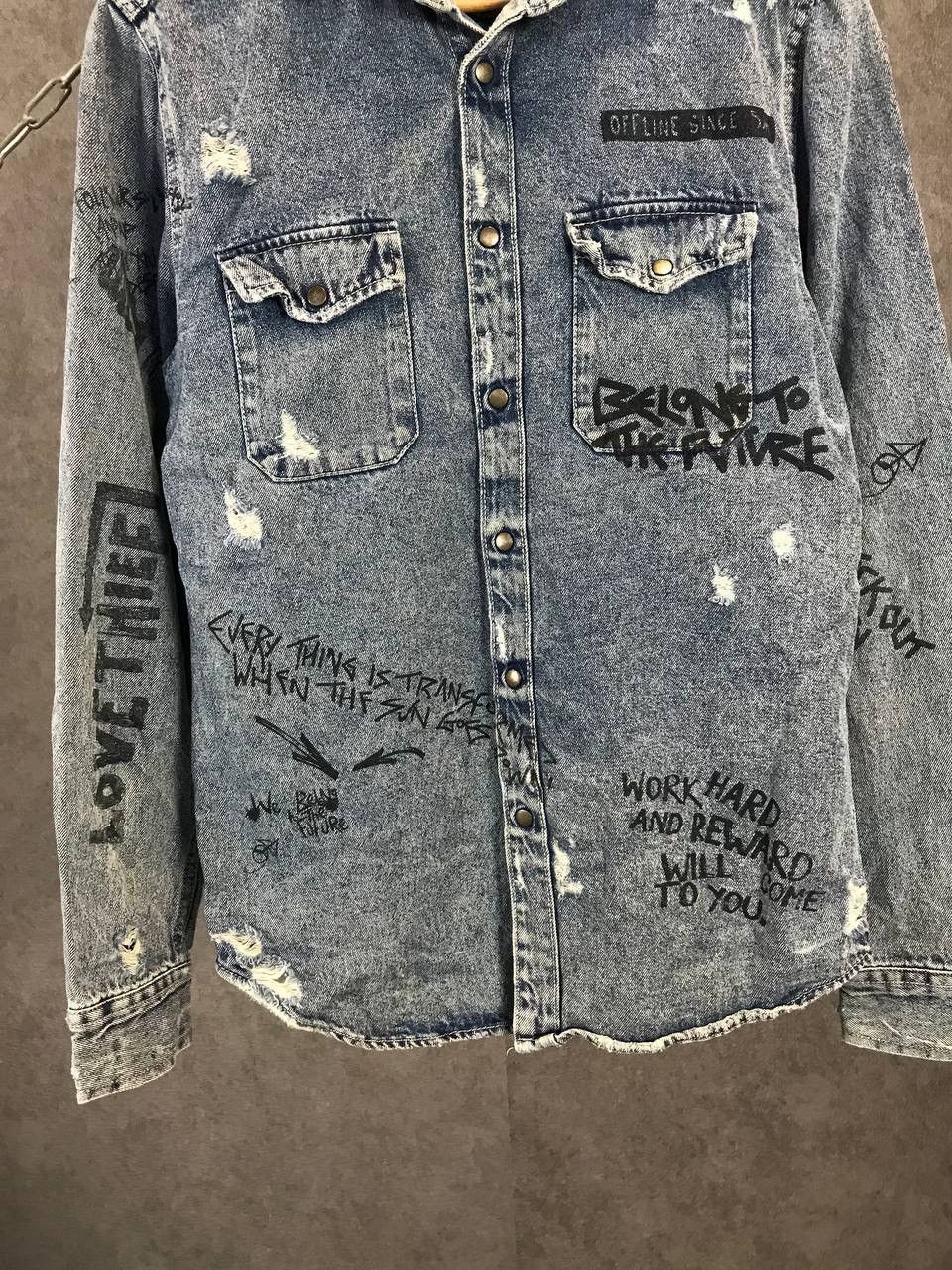 Other Zara Man art crazy distressed denim shirt Size US S / EU 44-46 / 1 - 4 Thumbnail
