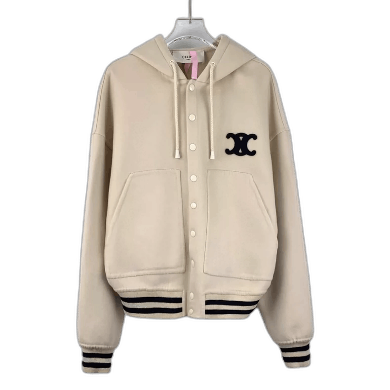 Celine Celine Beige Hooded Embroidered Jacket Size S / US 4 / IT 40 - 1 Thumbnail