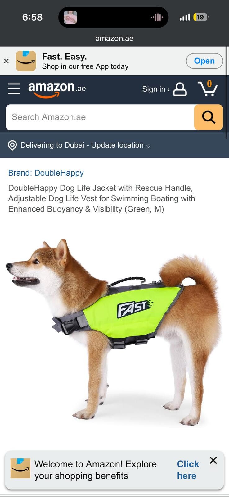 Other DoubleHappy Dog Life Jacket with Rescue Handle, Adjustable Size ONE SIZE - 1 Preview