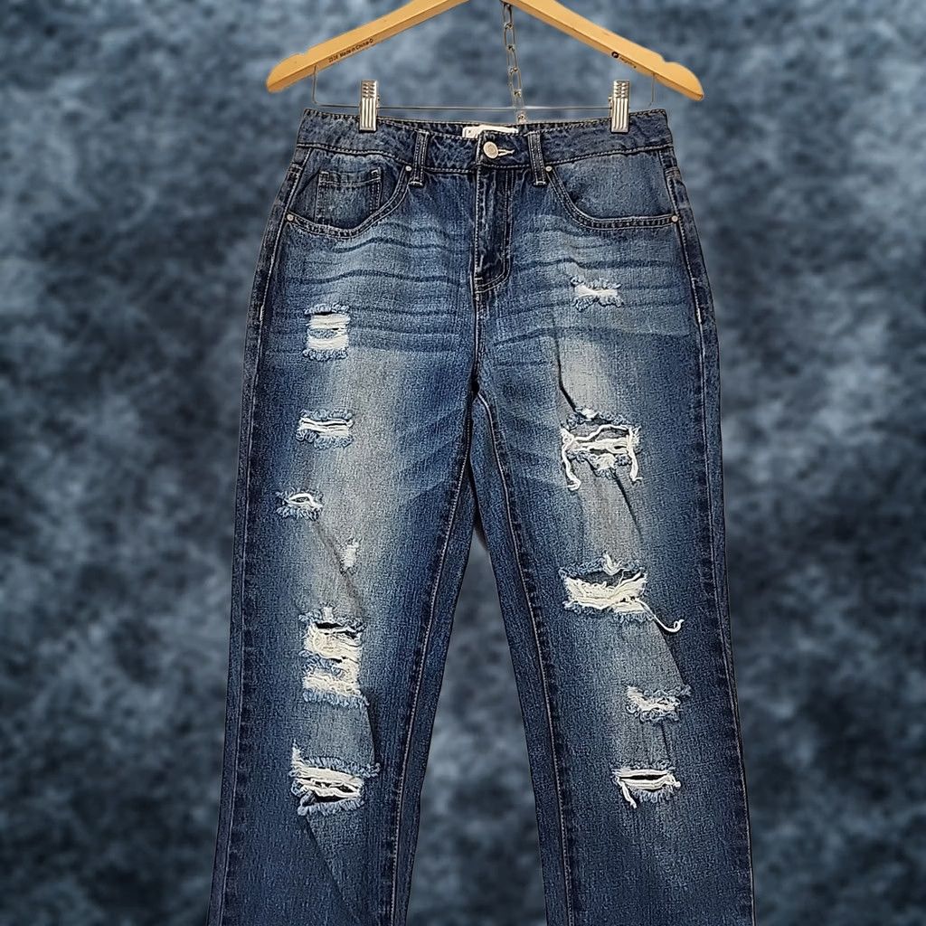 Vintage Tricot Women's Jeans Size SMALL Regular Fit Tapered Denim Blue Distressed W30 Regular Women Jeans Blue Distressed 5-Pocket Modern Classic Vintage: No Size 28" / US 6 / IT 42 - 1 Thumbnail