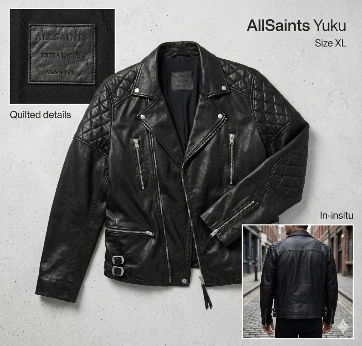 Allsaints ARCHIVE ROCKSTAR Japanese Leather Motorcycle Jacket Size US XL / EU 56 / 4 - 1 Thumbnail