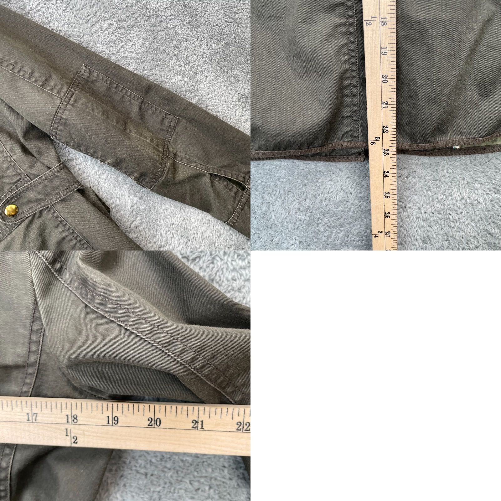 J.Crew J.CREW Military Jacket Womens Petite Medium Green Waxed Cotton With Zipper Pockets Full Zip Casual Workwear Field Coat Size M / US 6-8 / IT 42-44 - 8 Thumbnail