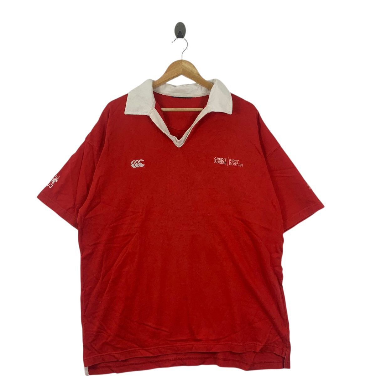 Canterbury of New Zealand Vintage CANTERBURRY CREDIT SUISSE 7 Side Rugby Jersey Polo Size US XXL / EU 58 / 5 - 3 Thumbnail