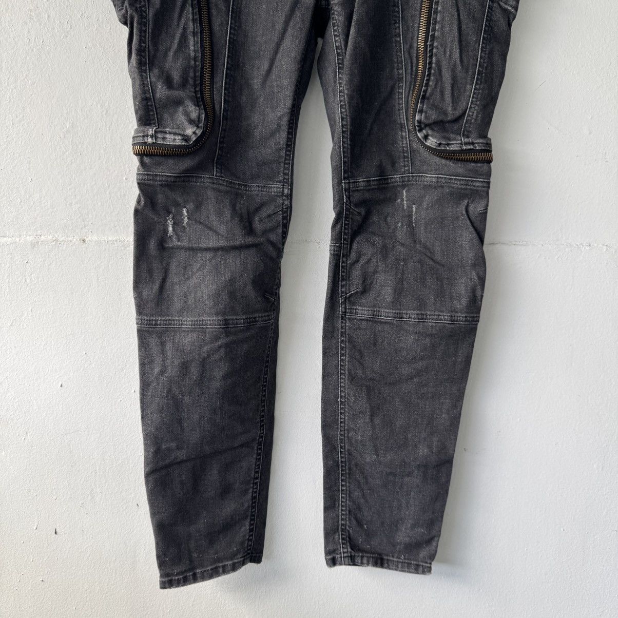 Faith Connexion Cargo zipper biker stone wash jeans Size US 34 / EU 50 - 3 Thumbnail