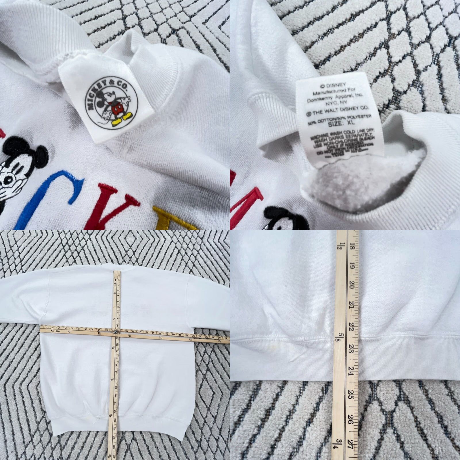 Mickey & Co. VINTAGE Mickey & Co. Sweatshirt Shirt Men XL White Embroidered Mickey Mouse 90s Graphic Print US Made Mens Size US XL / EU 56 / 4 - 8 Thumbnail