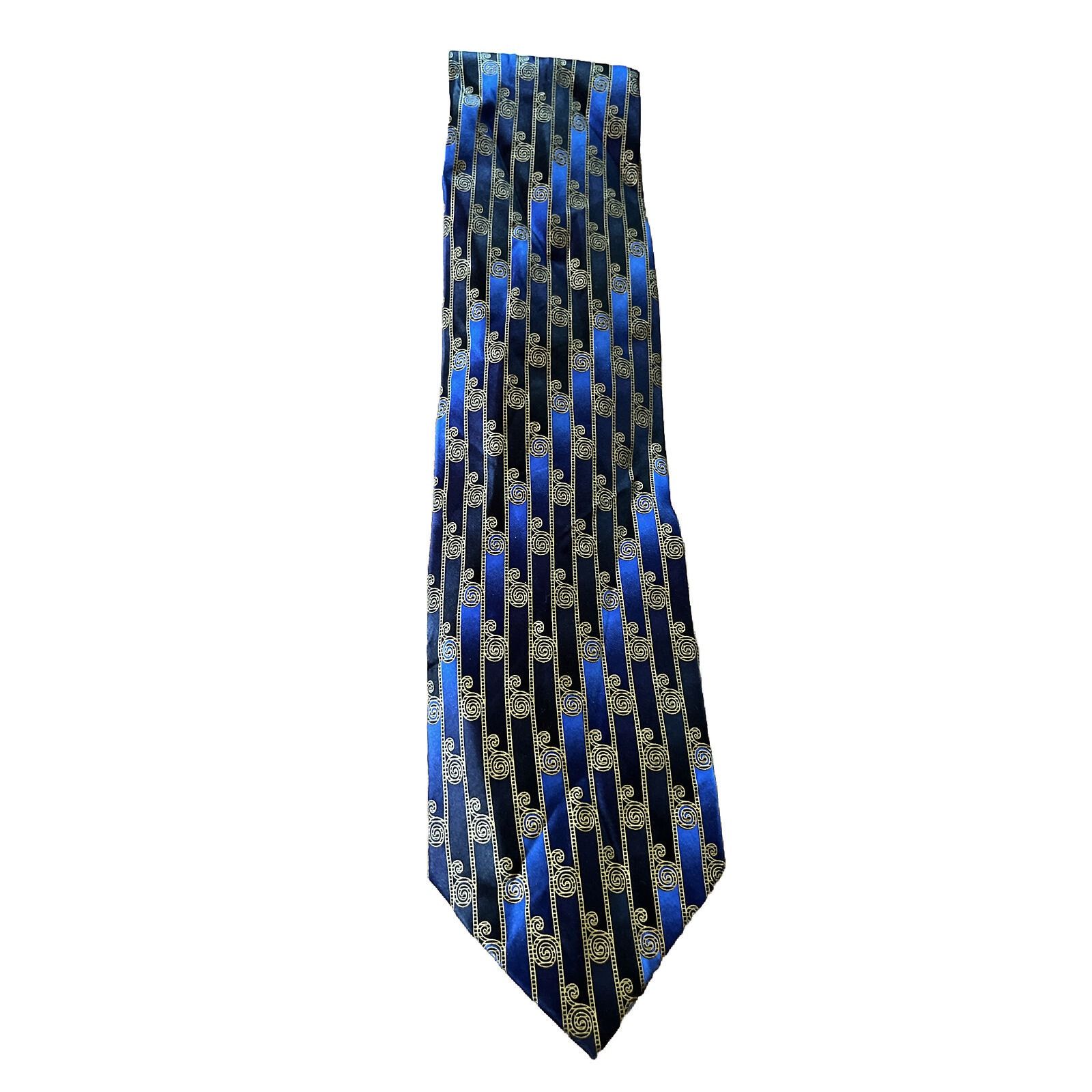 Other Mosaic Vintage Men’s Blue 100% Silk Striped Geometric Tie Size ONE SIZE - 1 Thumbnail