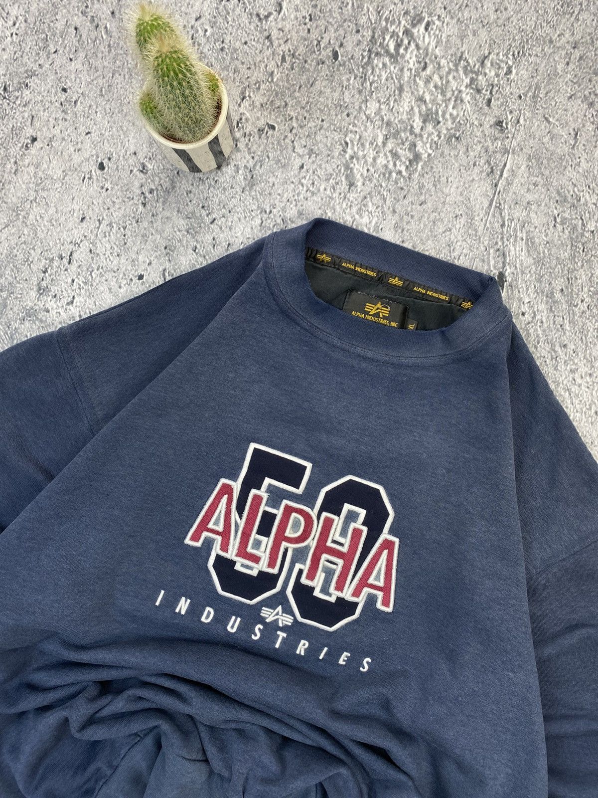 Alpha Industries × Vintage Vintage Sweatshirt Alpha Industries Army 90’ boxy Streetwear Size US XL / EU 56 / 4 - 2 Thumbnail