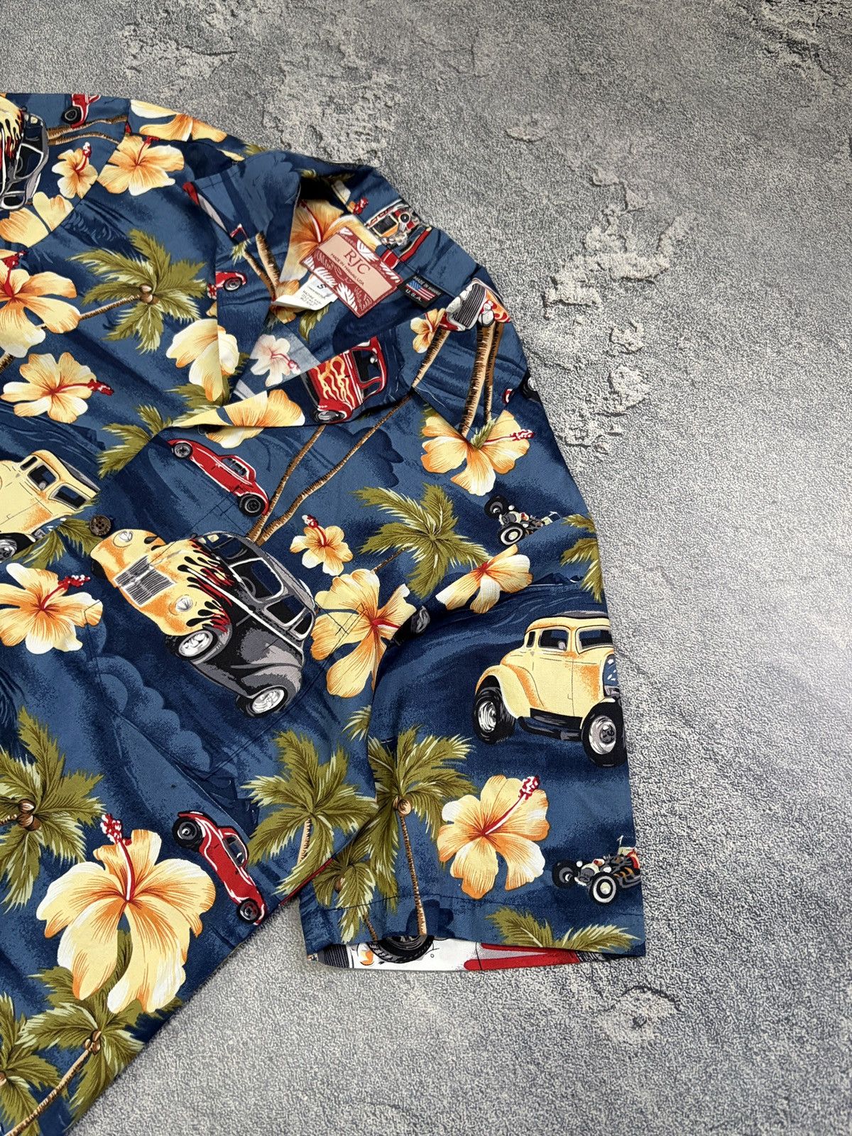 Vintage RJC Hawaiian Aloha Shirt Blue Hot Rod Classic Cars USA S Size US S / EU 44-46 / 1 - 6 Thumbnail