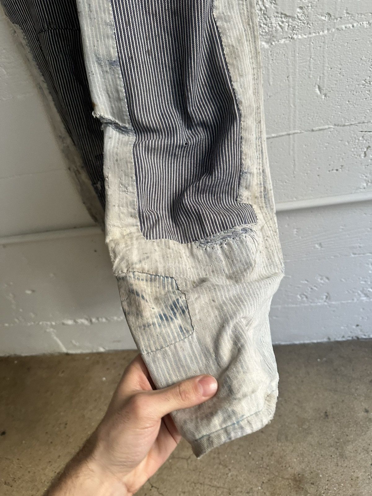 Original Montgomery × Vintage True Vintage Overalls 1940’s~50’s Thrashed and Patched Size US 29 - 6 Thumbnail