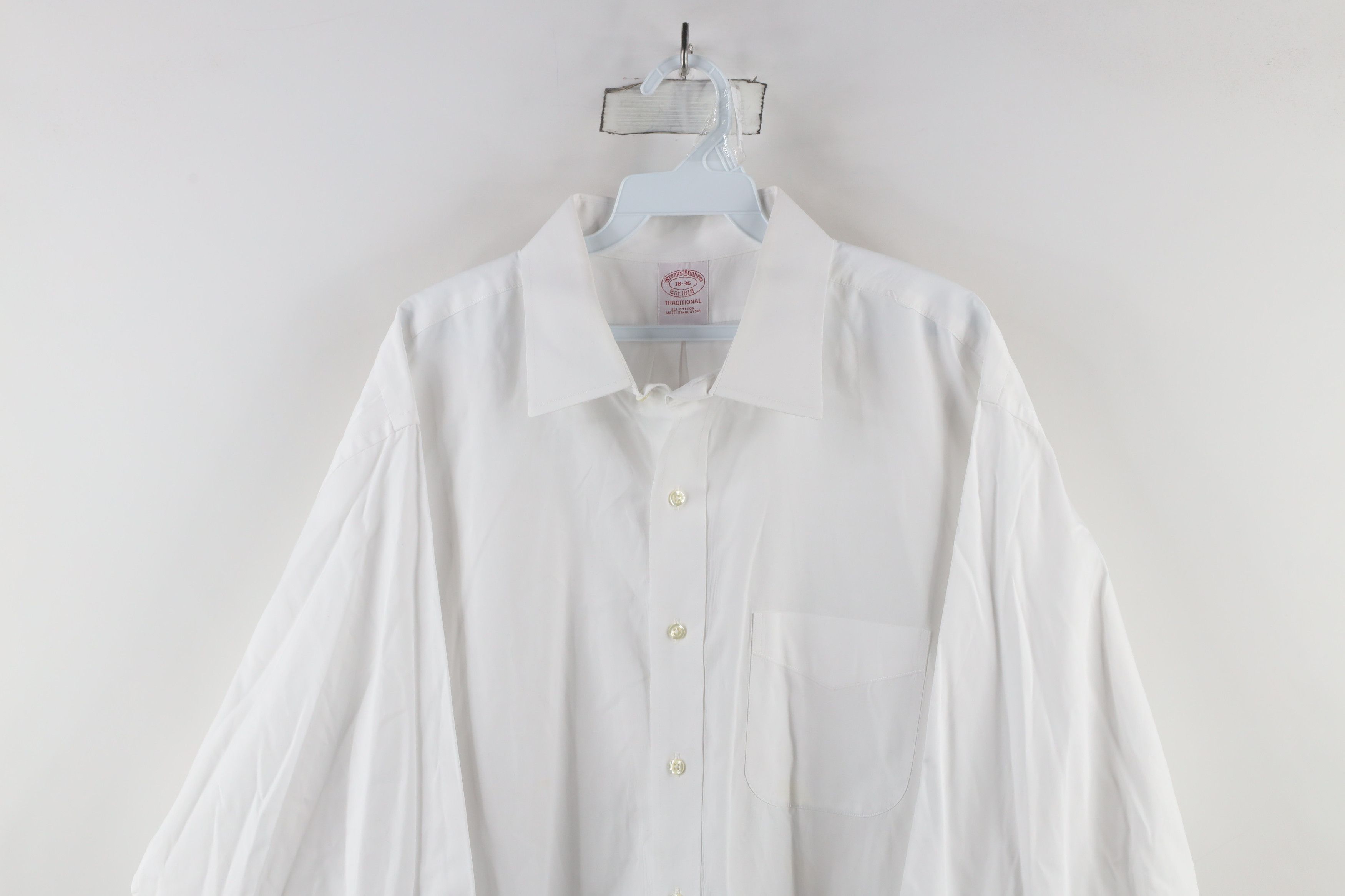 Brooks Brothers × Vintage Vintage 90s Brooks Brothers Fit Cotton Button Shirt White Size US L / EU 52-54 / 3 - 2 Thumbnail