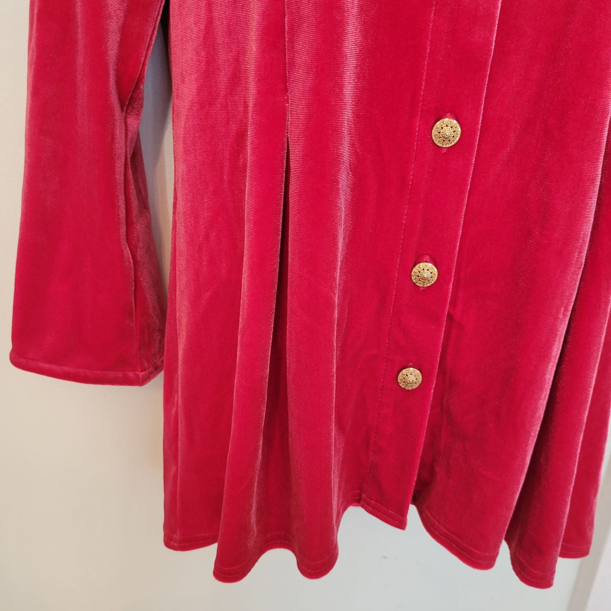 Soft Surroundings Soft Surroundings Enchanted S Sangria Red Velvet Shirt Chris Size S / US 4 / IT 40 - 6 Thumbnail