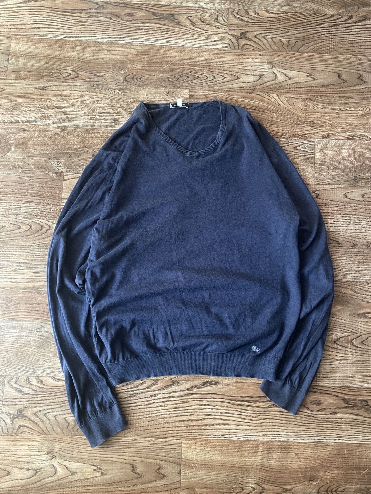Vintage 💰Vintage Burberry Lightweight Sweater 90s V-neck Size US XXL / EU 58 / 5 - 1 Thumbnail
