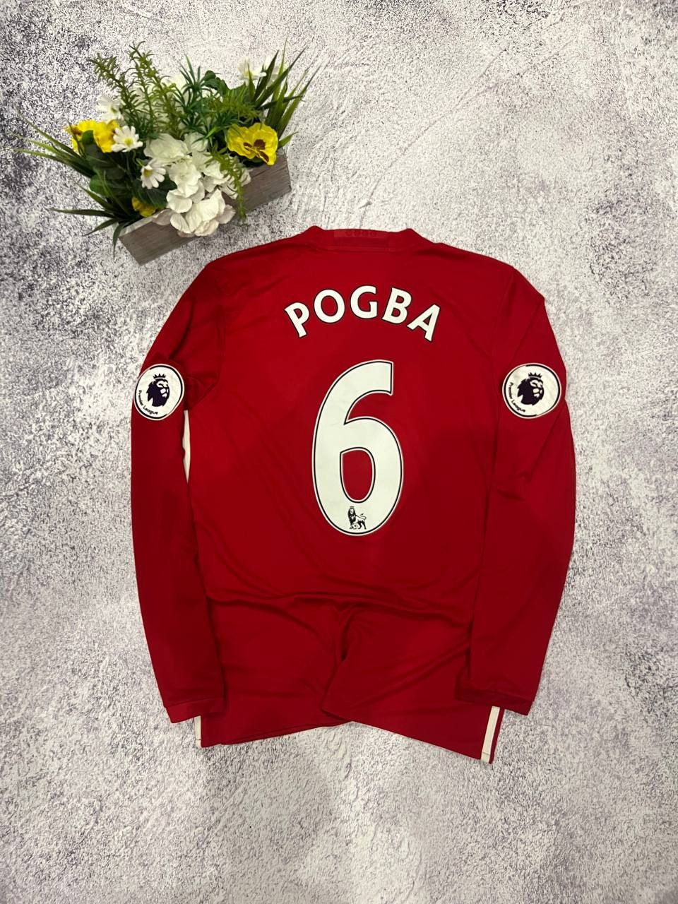image of Adidas x Soccer Jersey 2016/2017 Manchester Paul Pogba 6 Shirt Jersey Longsleeve in Red (Size Mediu