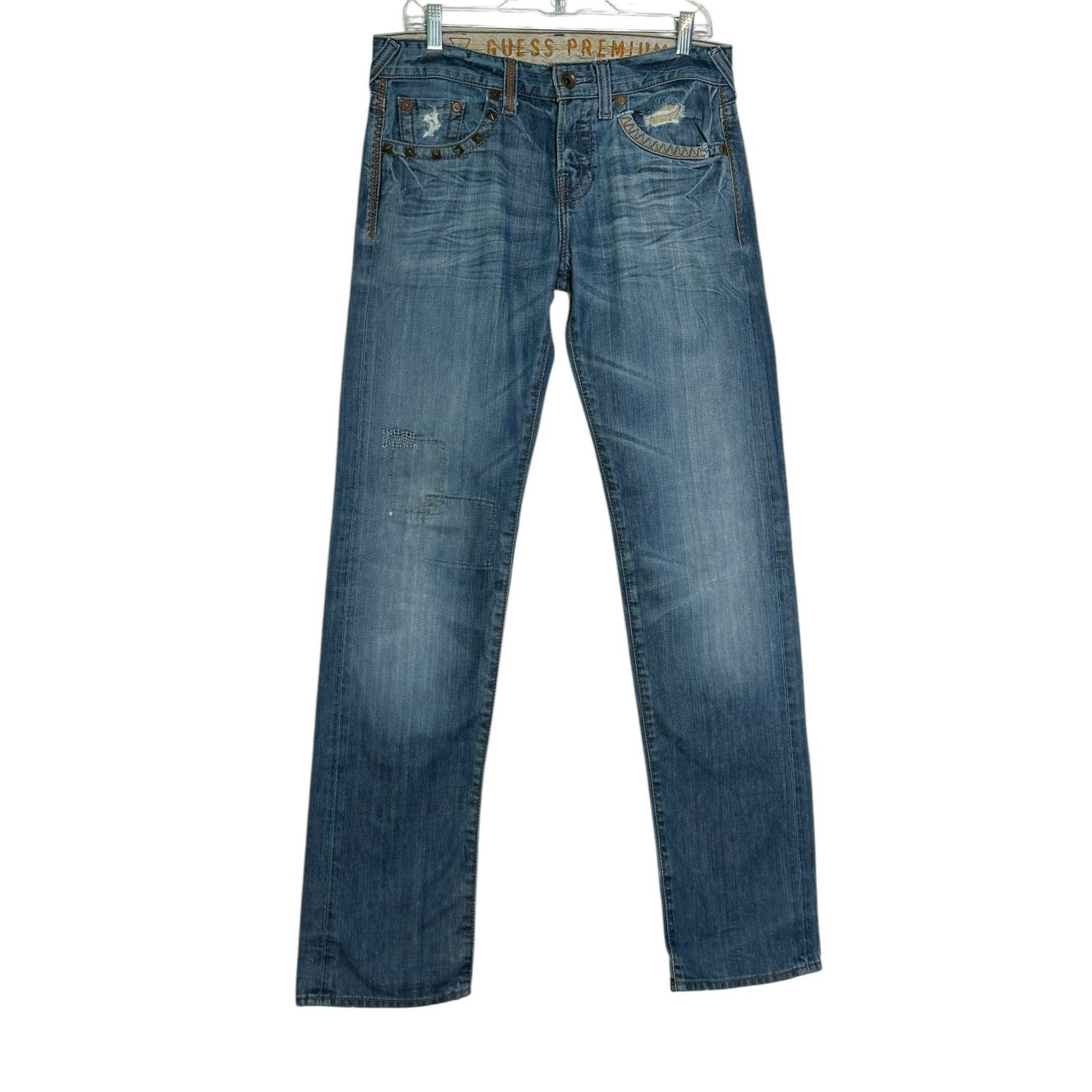 Guess GUESS Rebel Regular Studded Distressed Jeans size 30 Size US 30 / EU 46 - 17 Thumbnail