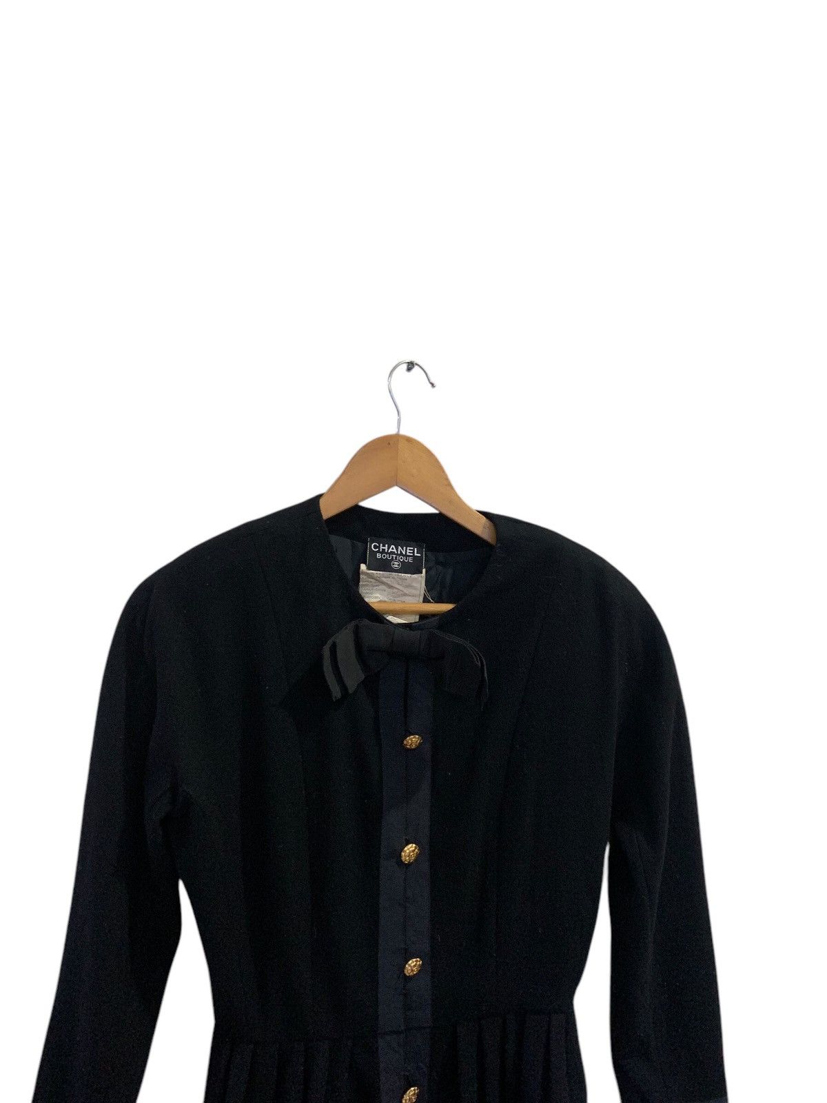 Chanel Chanel Boutique 80s Classic Black Wool Bow Dress Size S / US 4 / IT 40 - 6 Thumbnail