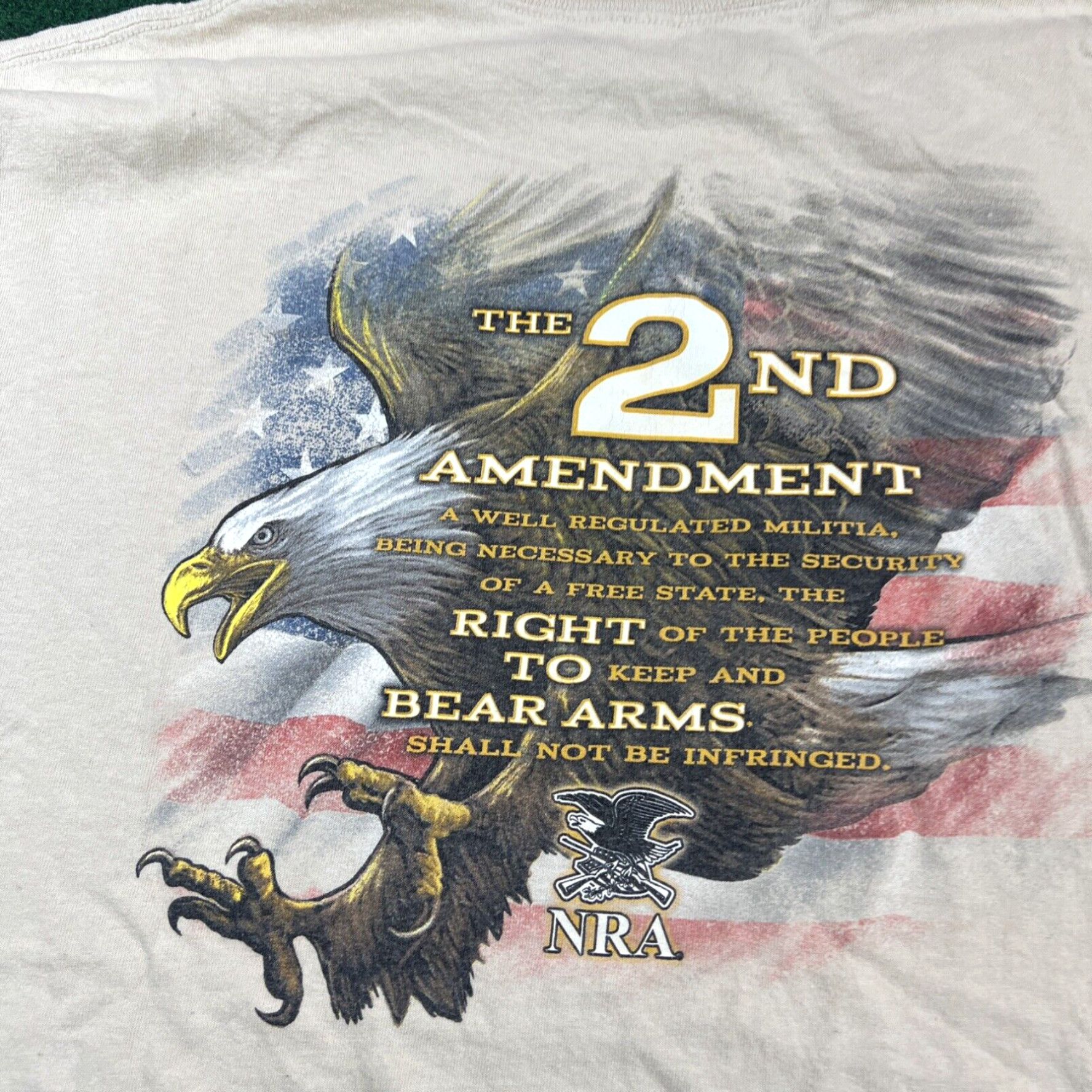 Vintage NRA Shirt Mens 2XL Beige Flag Eagle Gun 2nd Amendment Size US XXL / EU 58 / 5 - 2 Thumbnail