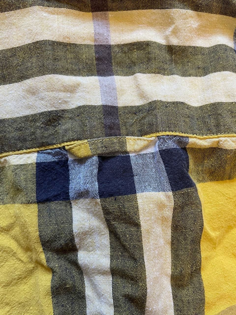 Burberry Burberry Brit YELLOW Check Linen / Cotton Button Down Shirt Size US S / EU 44-46 / 1 - 10 Thumbnail