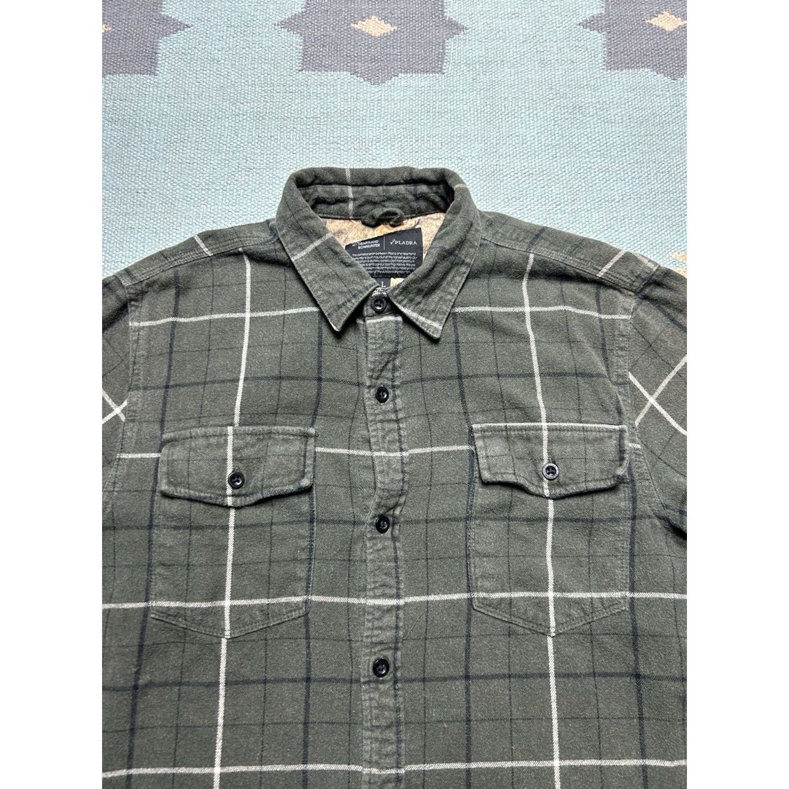 AMO Pladra Long Sleeve Flannel Shirt Heartland Bowhunter Green Plaid Camo Mens Large Size US L / EU 52-54 / 3 - 3 Thumbnail