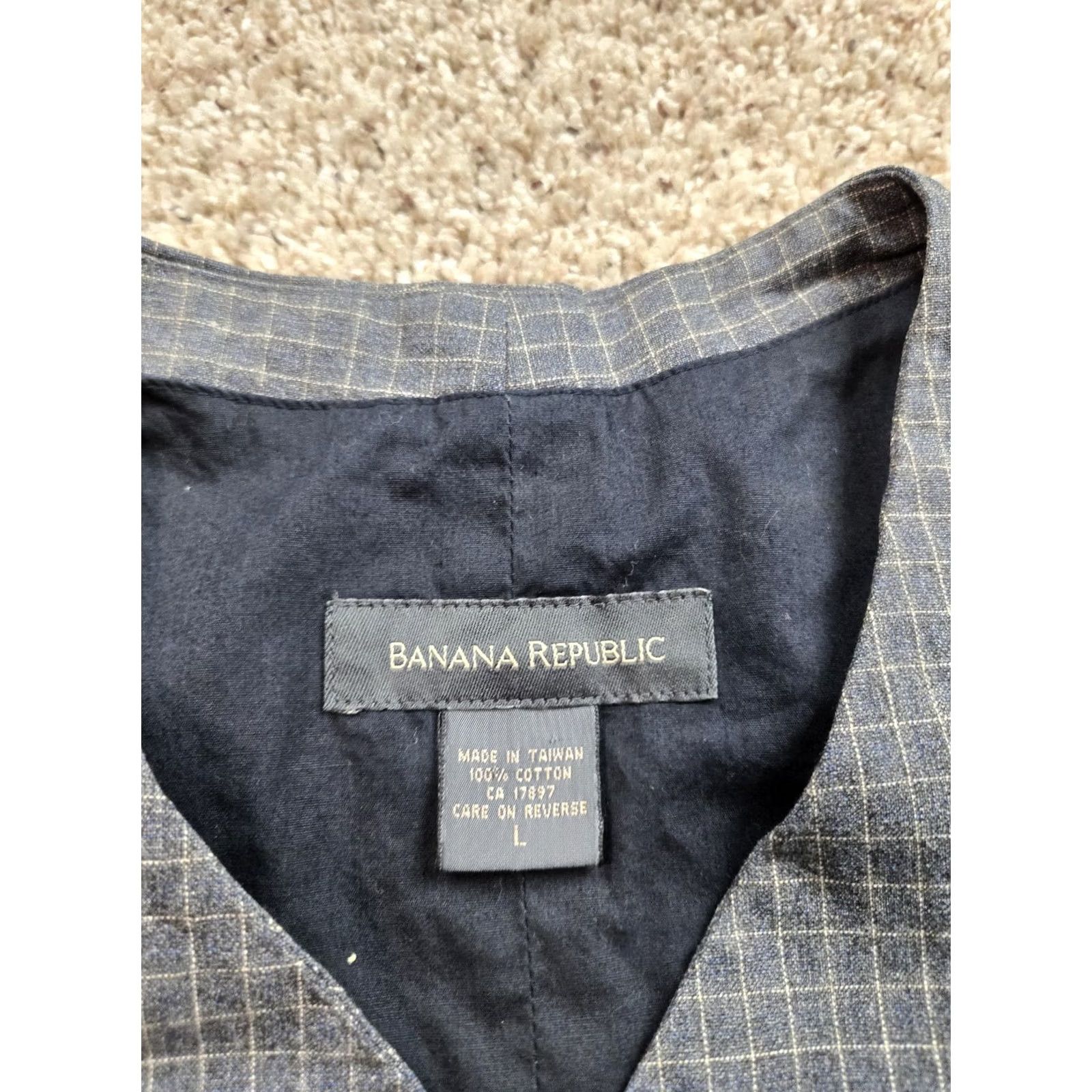 Banana Republic VINTAGE Banana Republic Vest Men L Gray Check Cotton Button Up Waistcoat Y2K Size US L / EU 52-54 / 3 - 3 Thumbnail